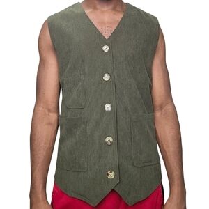 Men's Olive Green Corduroy Vest